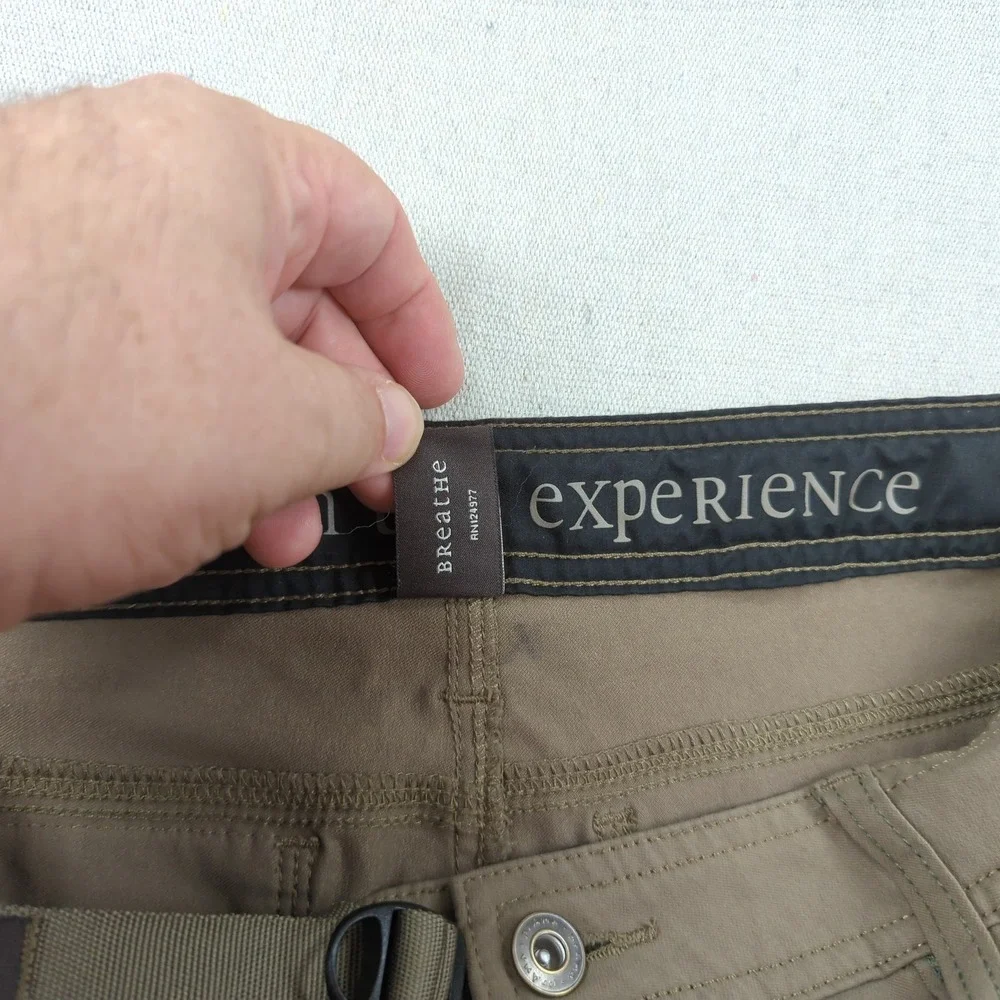 Prana Pants Mens 31x32 Khaki Straight Zion Cargo Hiking Outdoor Travel Belted